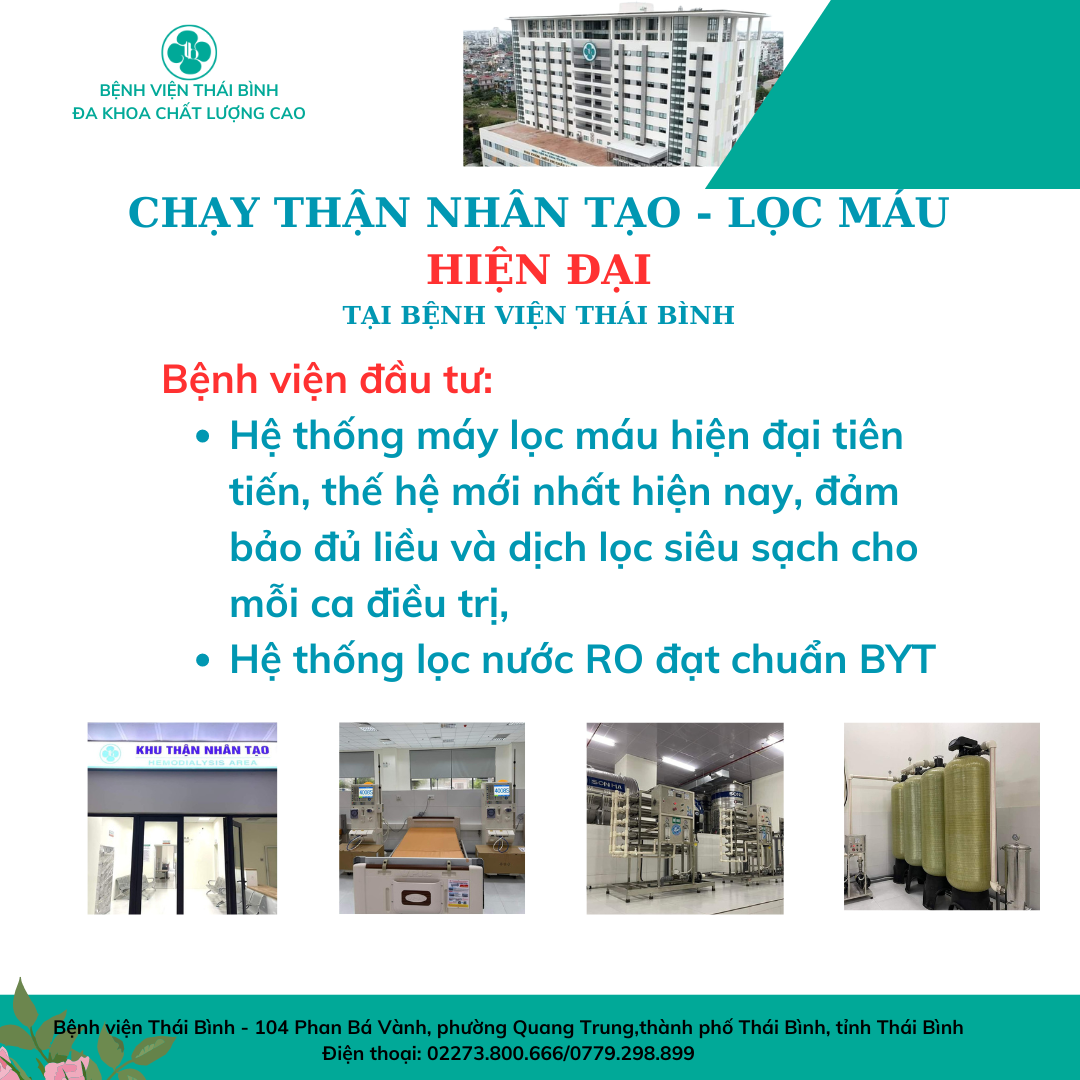 CHẠY THẬN NHÂN TẠO - LỌC MÁU SIÊU SẠCH TẠI BỆNH VIỆN THÁI BÌNH