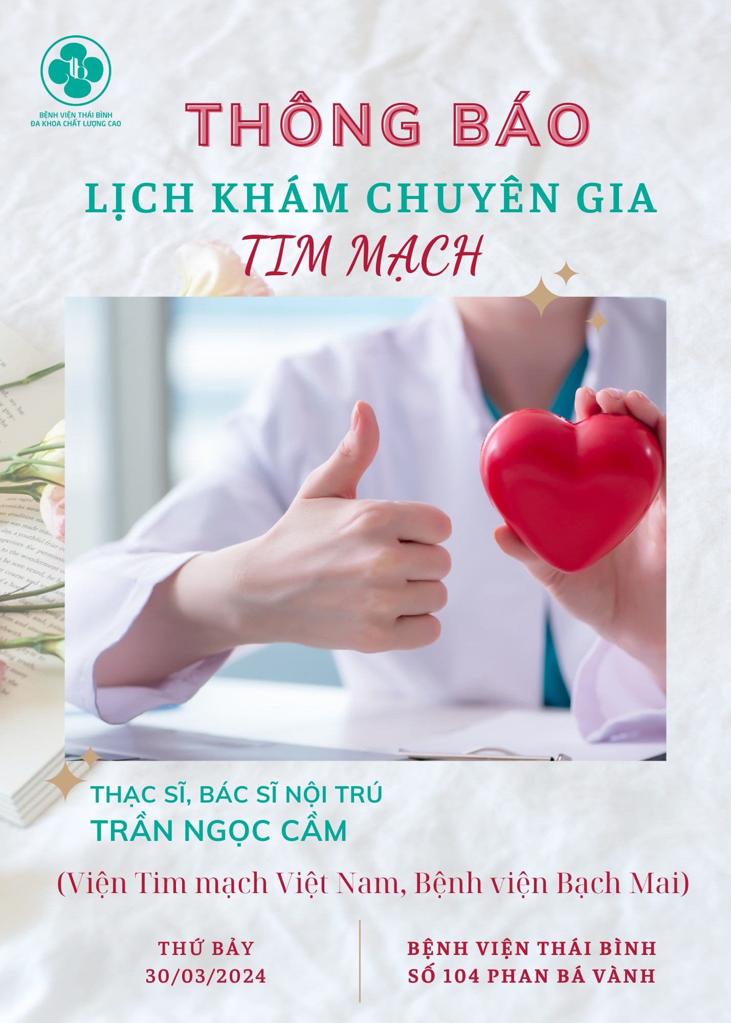 KHÁM CHUYÊN GIA TIM MẠCH TẠI BỆNH VIỆN THÁI BÌNH