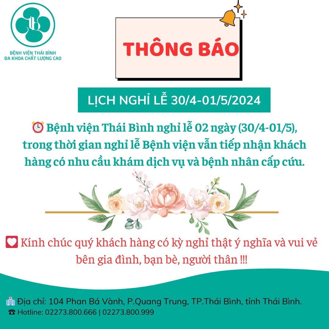 THÔNG BÁO LỊCH NGHỈ LỄ 30/4-01/5/2024